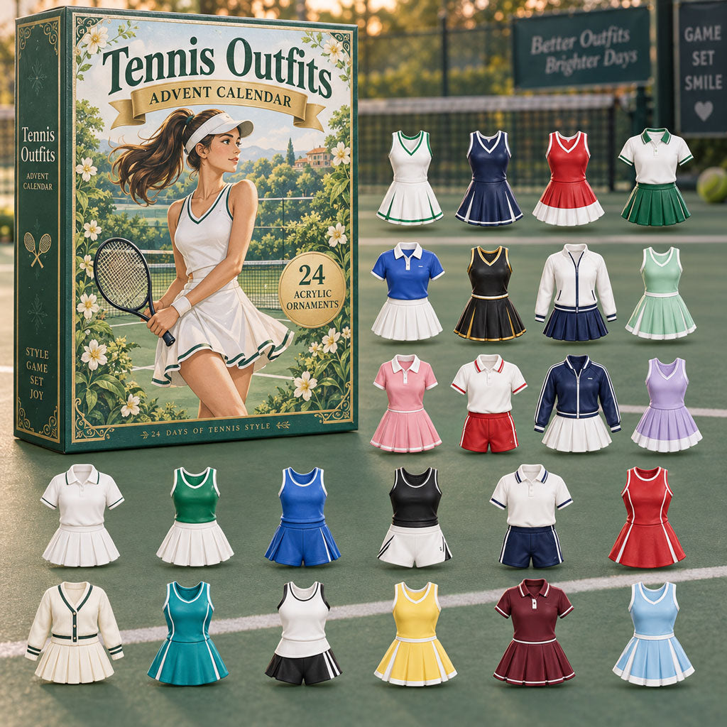 Tennis Outfits advent calendar box with 24 acrylic Christmas charms