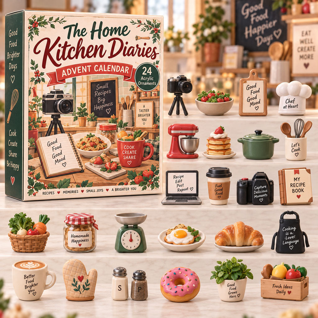 The Home Kitchen Diaries advent calendar box with 24 acrylic Christmas charms