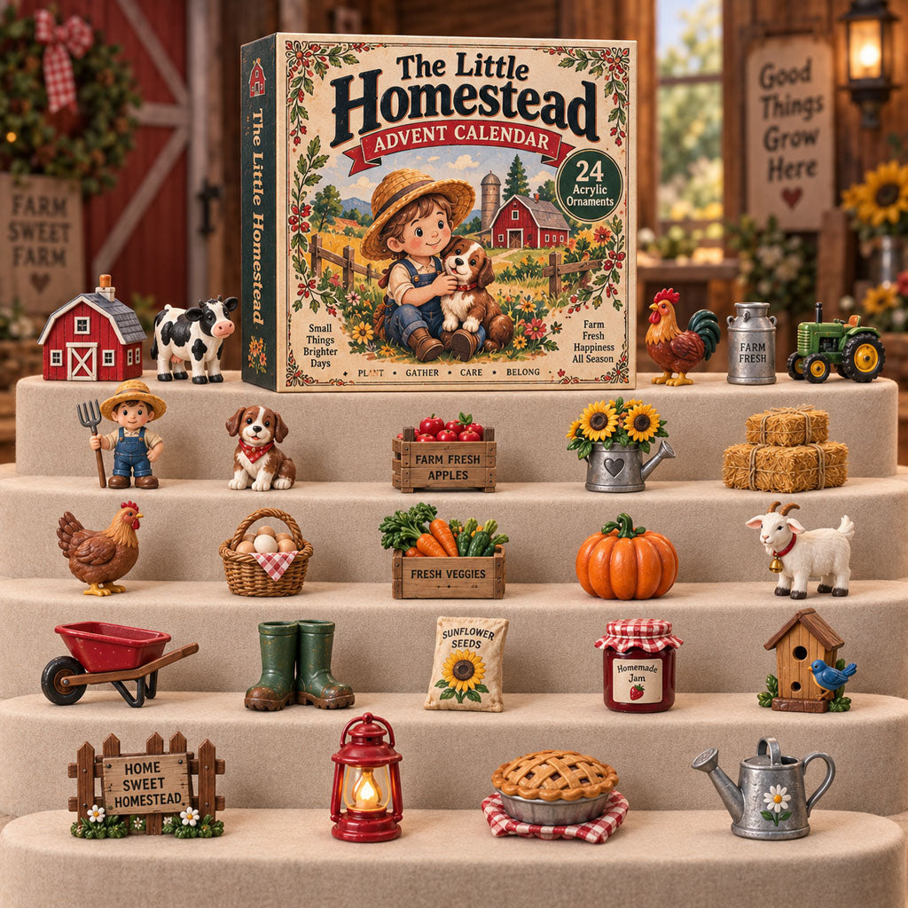 The Little Homestead advent calendar box with 24 acrylic Christmas charms