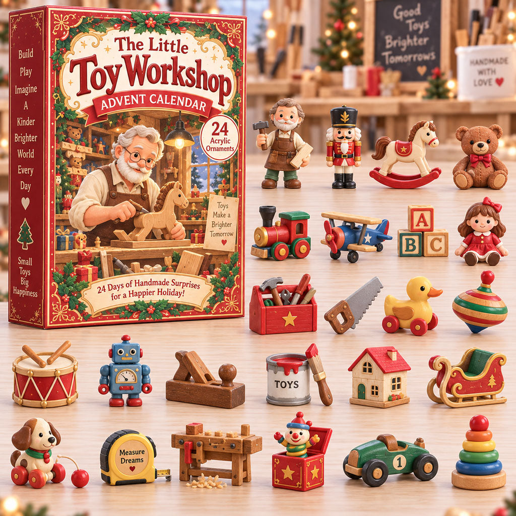 The Little Toy Workshop advent calendar box with 24 acrylic Christmas charms