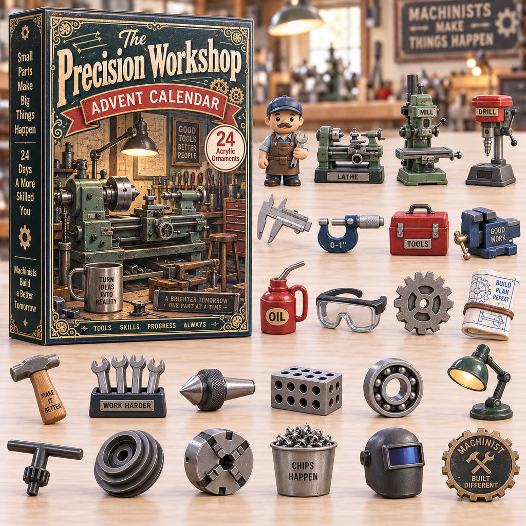 The Precision Workshop advent calendar box with 24 acrylic Christmas charms