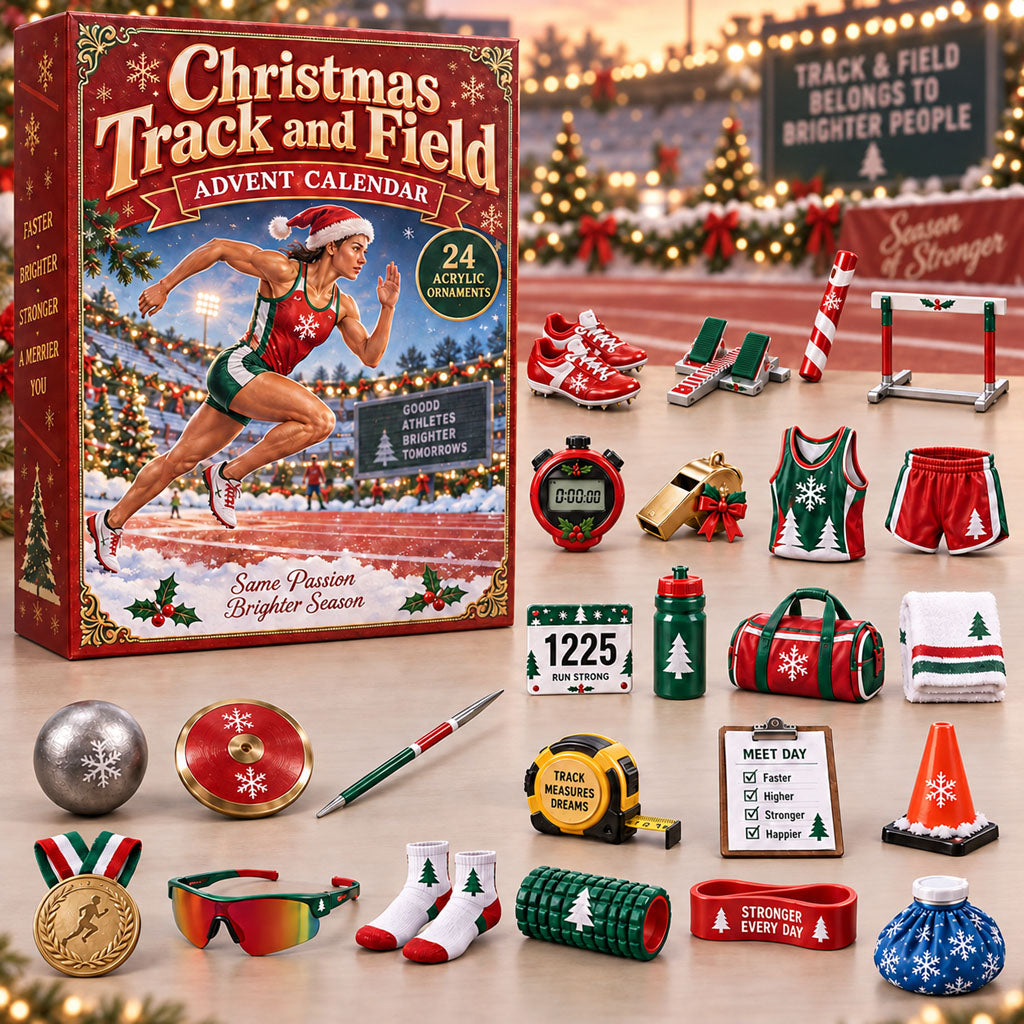 Track Field advent calendar box with 24 acrylic Christmas charms