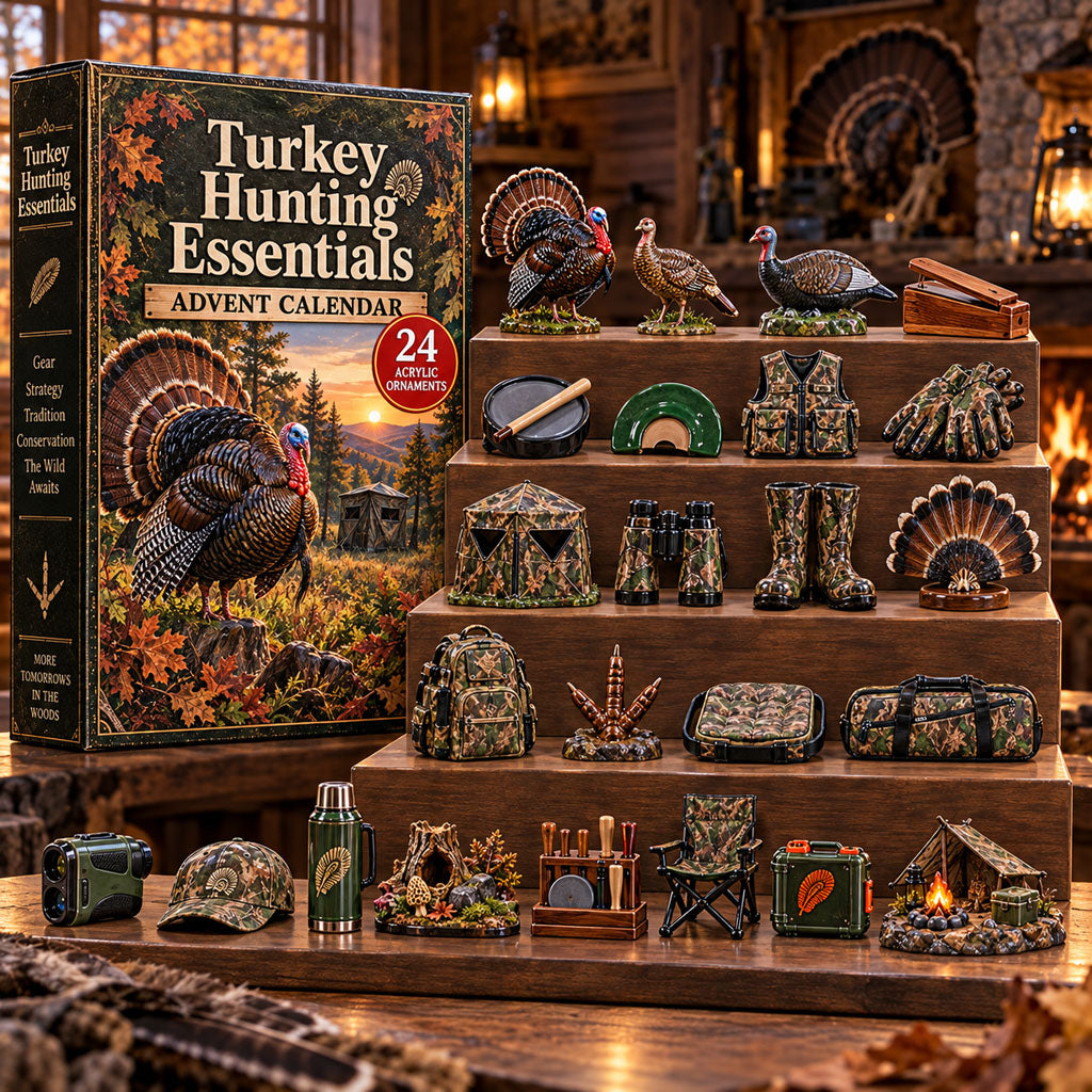 Turkey Hunting Essentials advent calendar box with 24 acrylic Christmas charms
