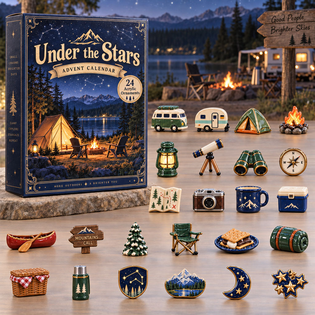 Under the Stars advent calendar box with 24 acrylic Christmas charms