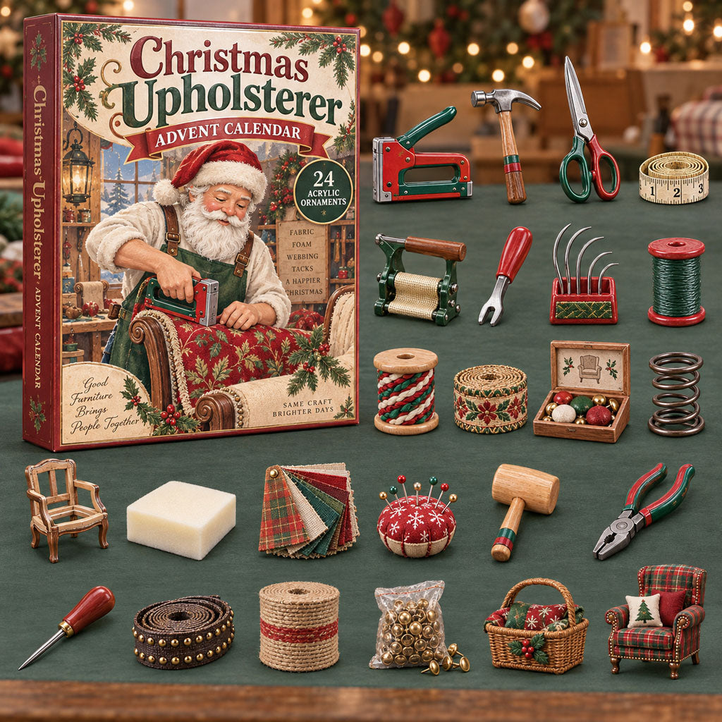 Upholsterer advent calendar box with 24 acrylic Christmas charms