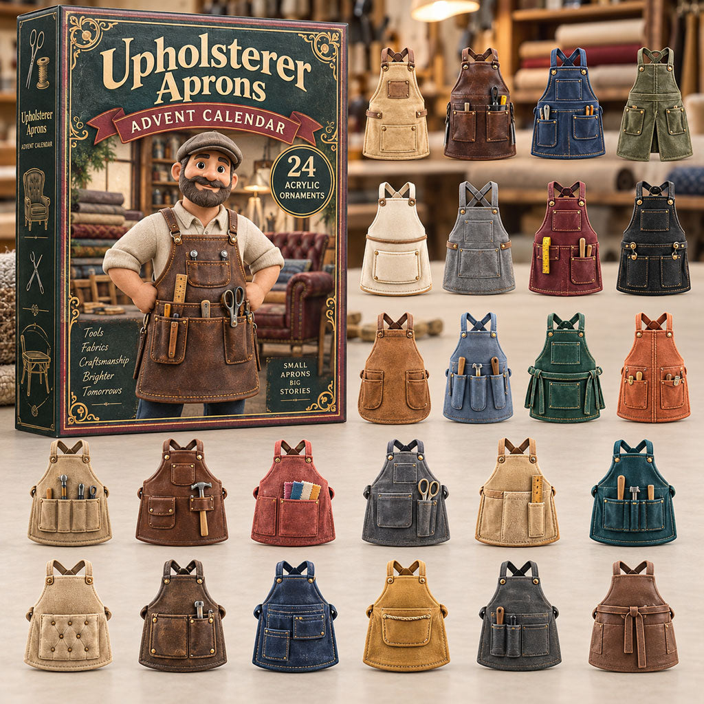 Upholsterer Aprons advent calendar box with 24 acrylic Christmas charms