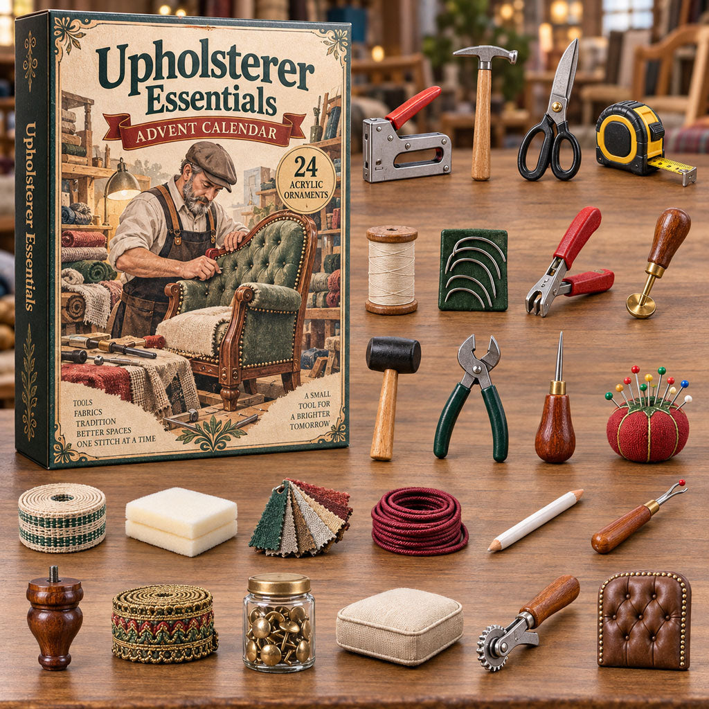 Upholsterer Essentials advent calendar box with 24 acrylic Christmas charms