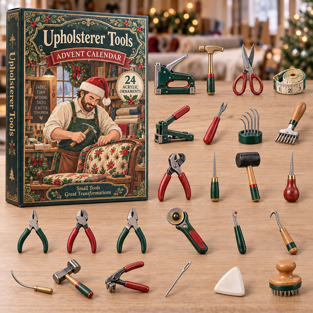Upholsterer Tools advent calendar box with 24 acrylic Christmas charms