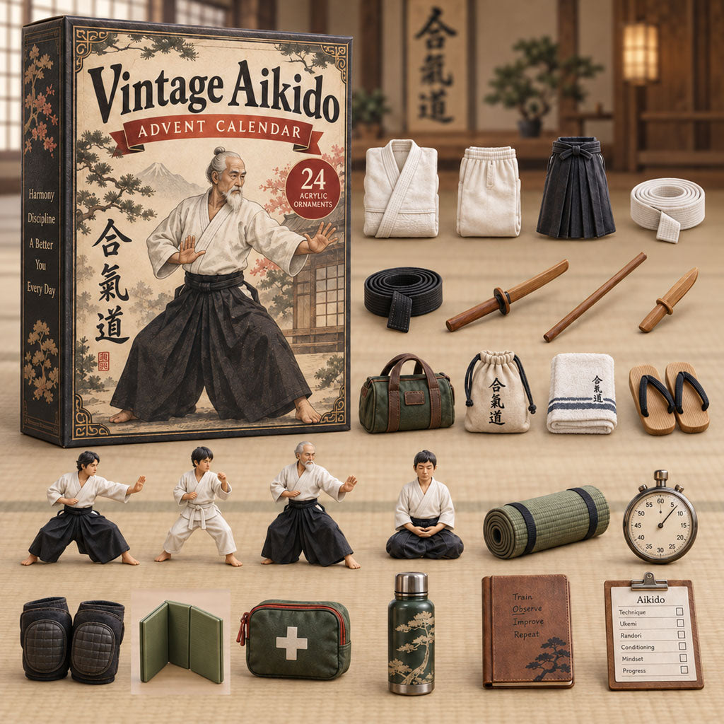 Vintage Aikido advent calendar box with 24 acrylic Christmas charms