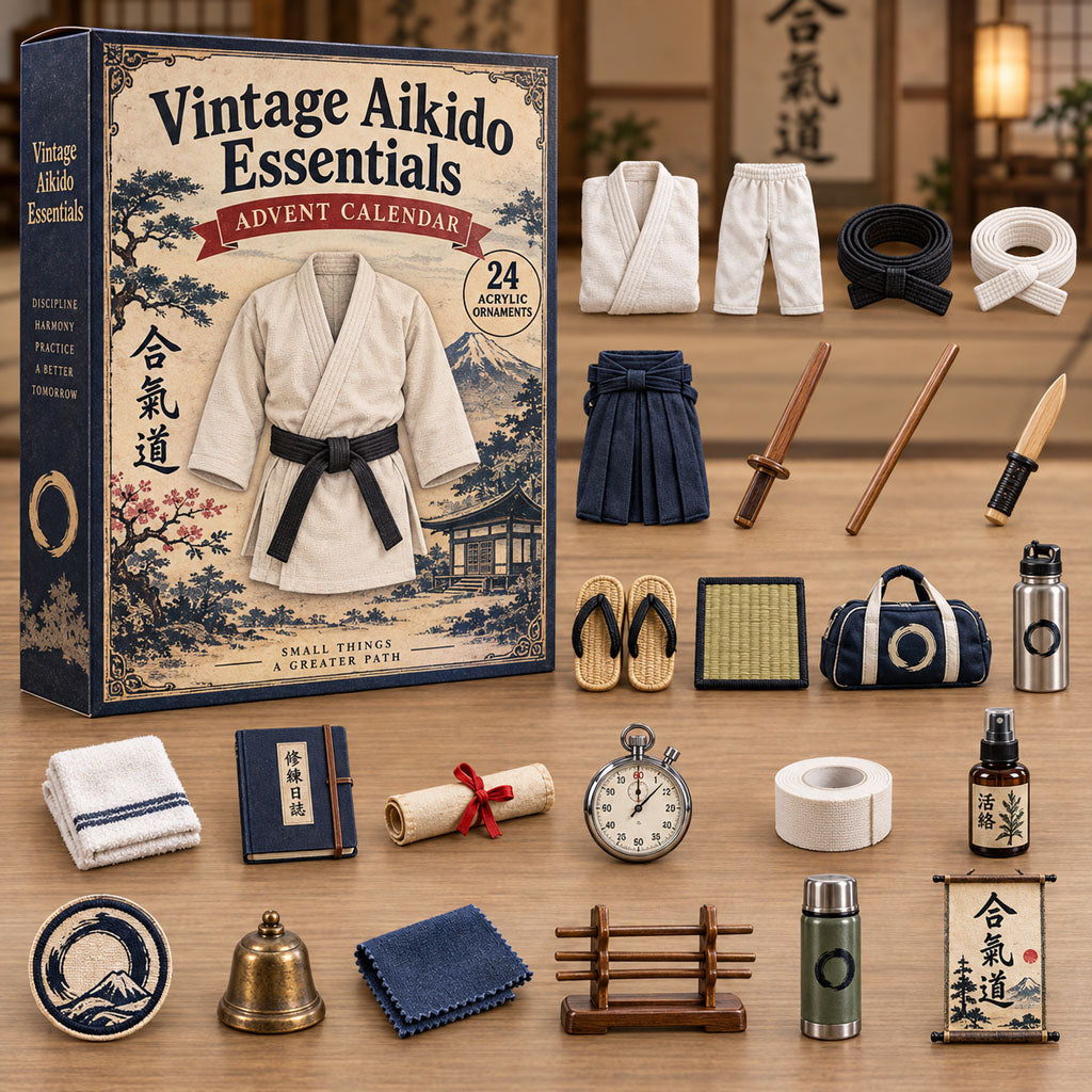 Vintage Aikido Essentials advent calendar box with 24 acrylic Christmas charms