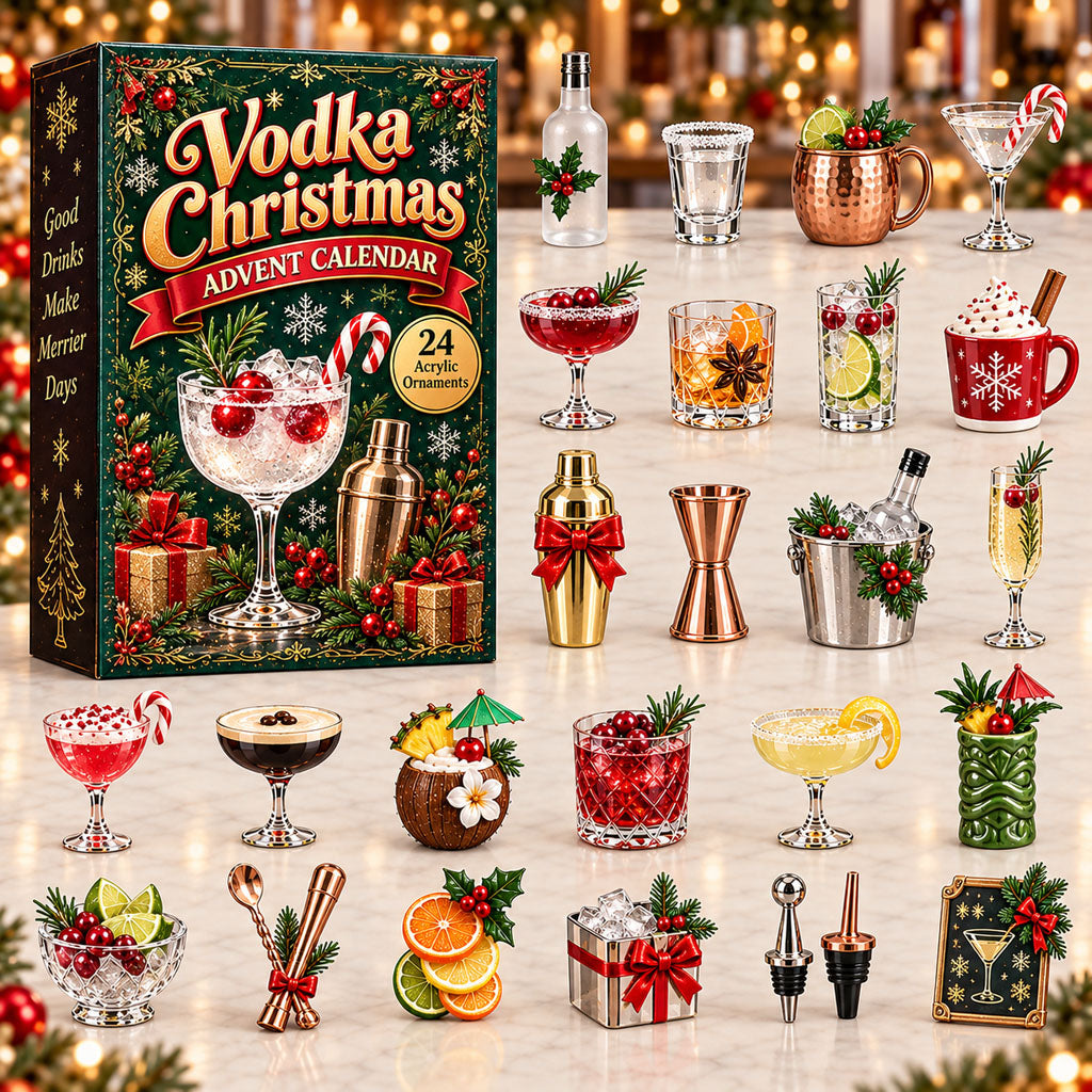 Vodka advent calendar box with 24 acrylic Christmas charms