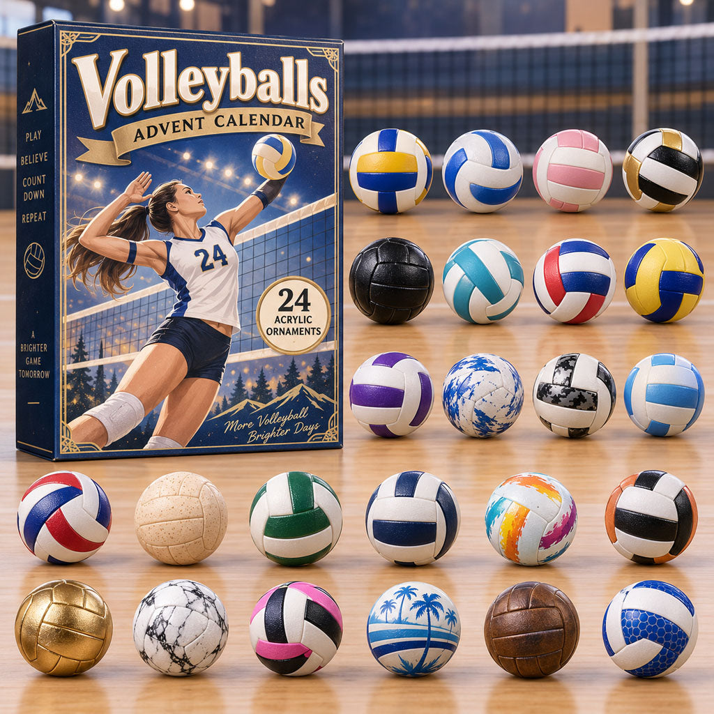 Volleyballs advent calendar box with 24 acrylic Christmas charms