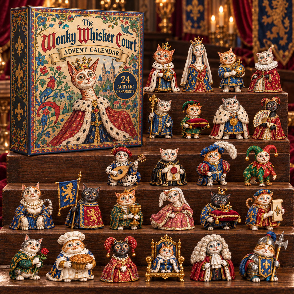 Wacky Whisker Court advent calendar box with 24 acrylic Christmas charms