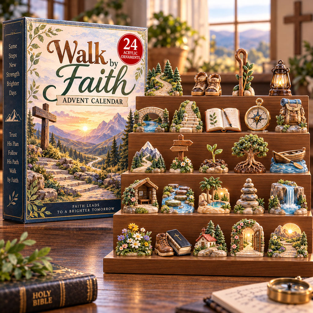 Walk by Faith advent calendar box with 24 acrylic Christmas charms