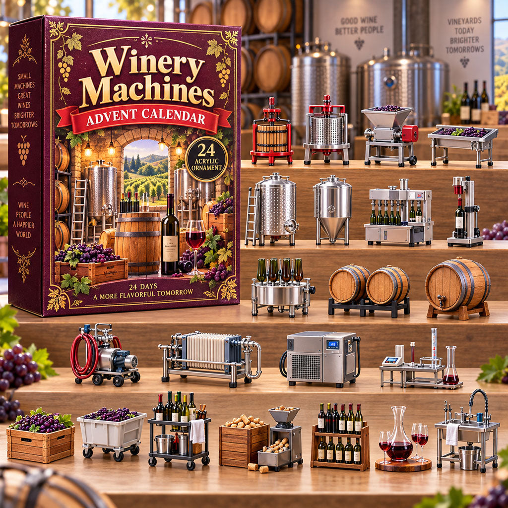 Winery Machines advent calendar box with 24 acrylic Christmas charms