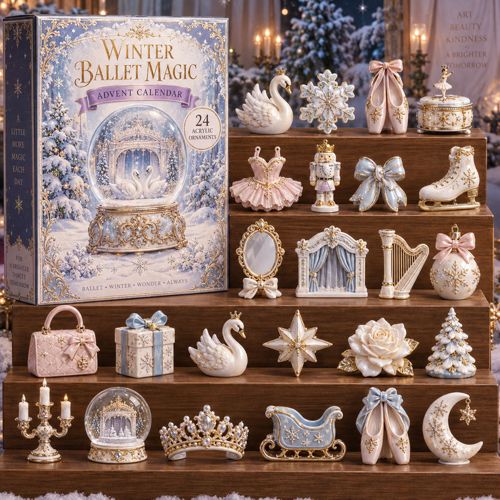 Winter Ballet Magic advent calendar box with 24 acrylic Christmas charms