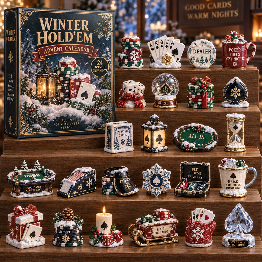 Winter Hold Em advent calendar box with 24 acrylic Christmas charms
