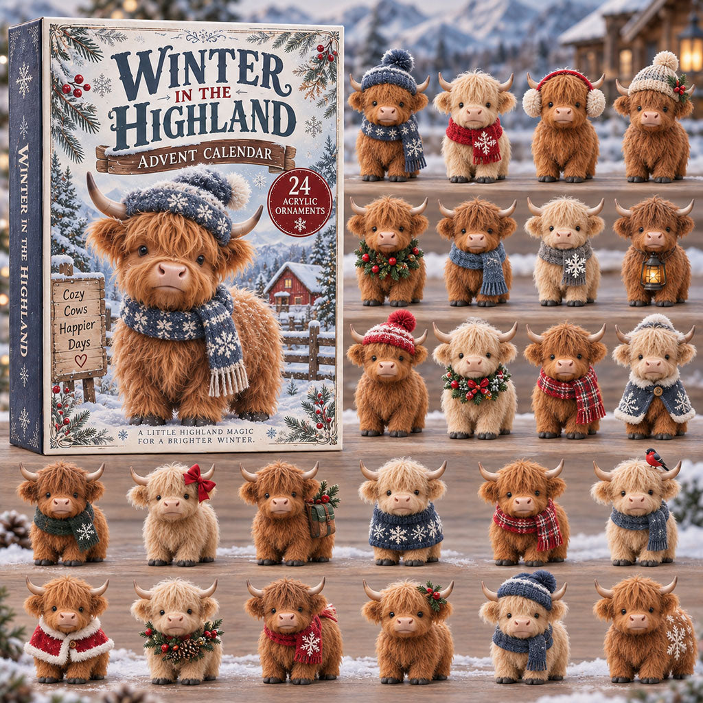 Winter in the Highland advent calendar box with 24 acrylic Christmas charms