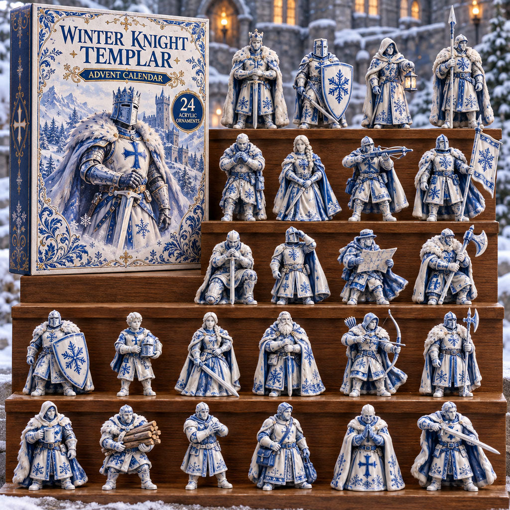 Winter Knight Templar advent calendar box with 24 acrylic Christmas charms