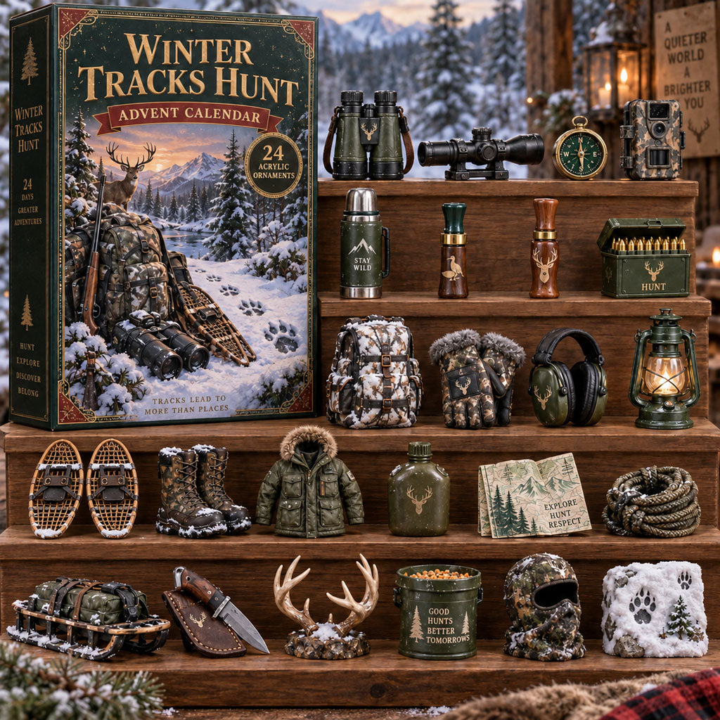 Winter Tracks Hunt advent calendar box with 24 acrylic Christmas charms