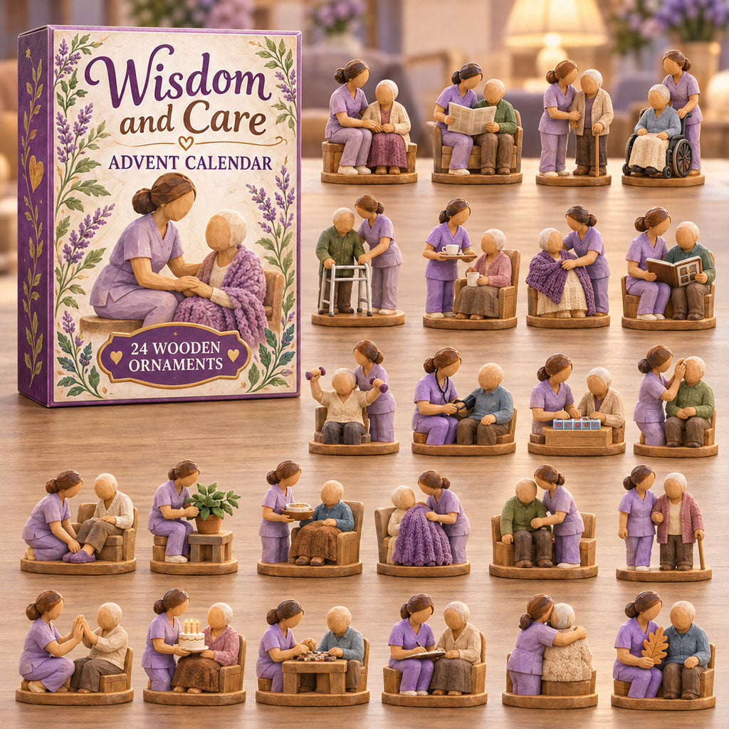 Wisdom and Care advent calendar box with 24 acrylic Christmas charms