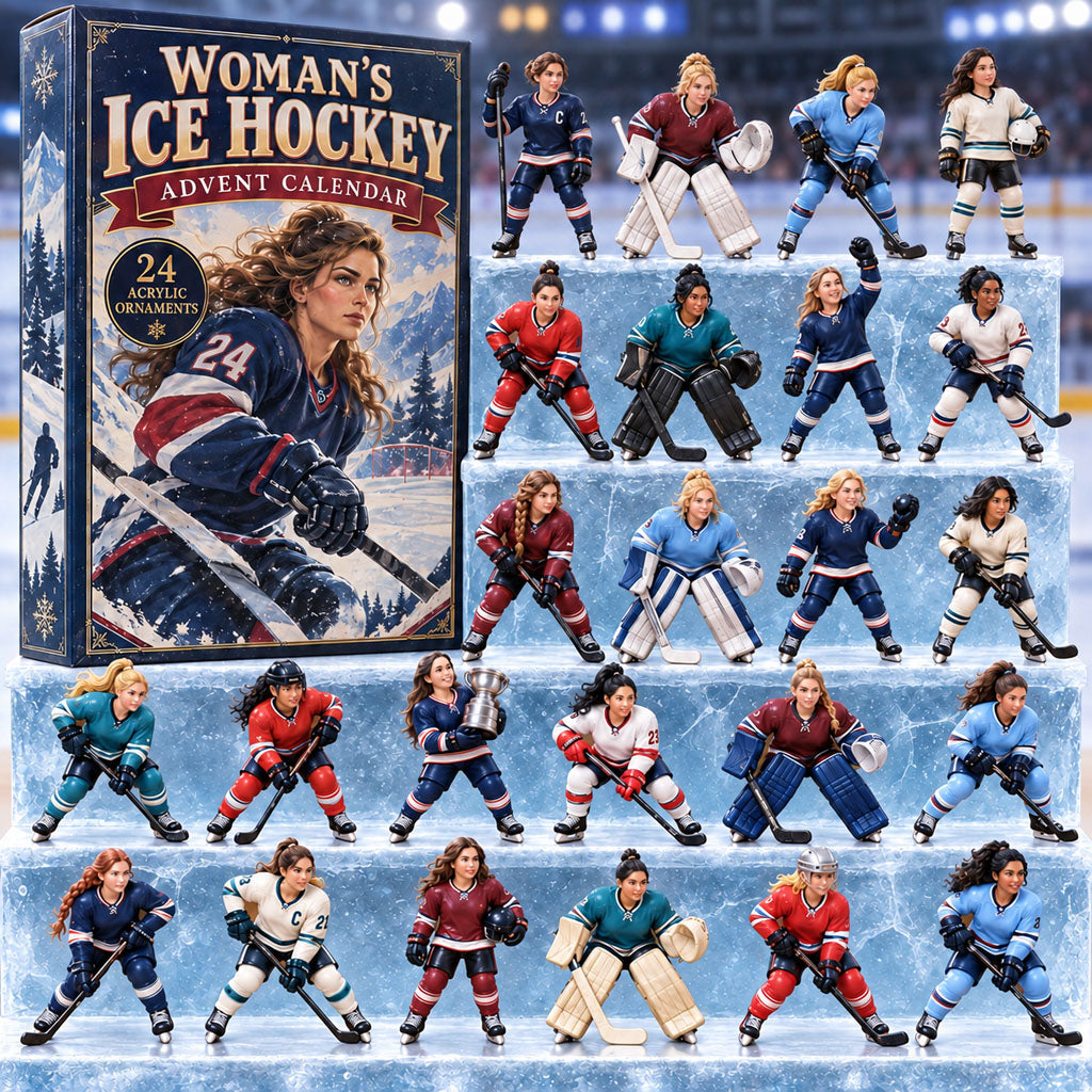 Woman Ice Hockey advent calendar box with 24 acrylic Christmas charms