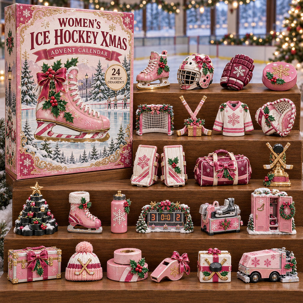 Women Ice Hockey advent calendar box with 24 acrylic Christmas charms