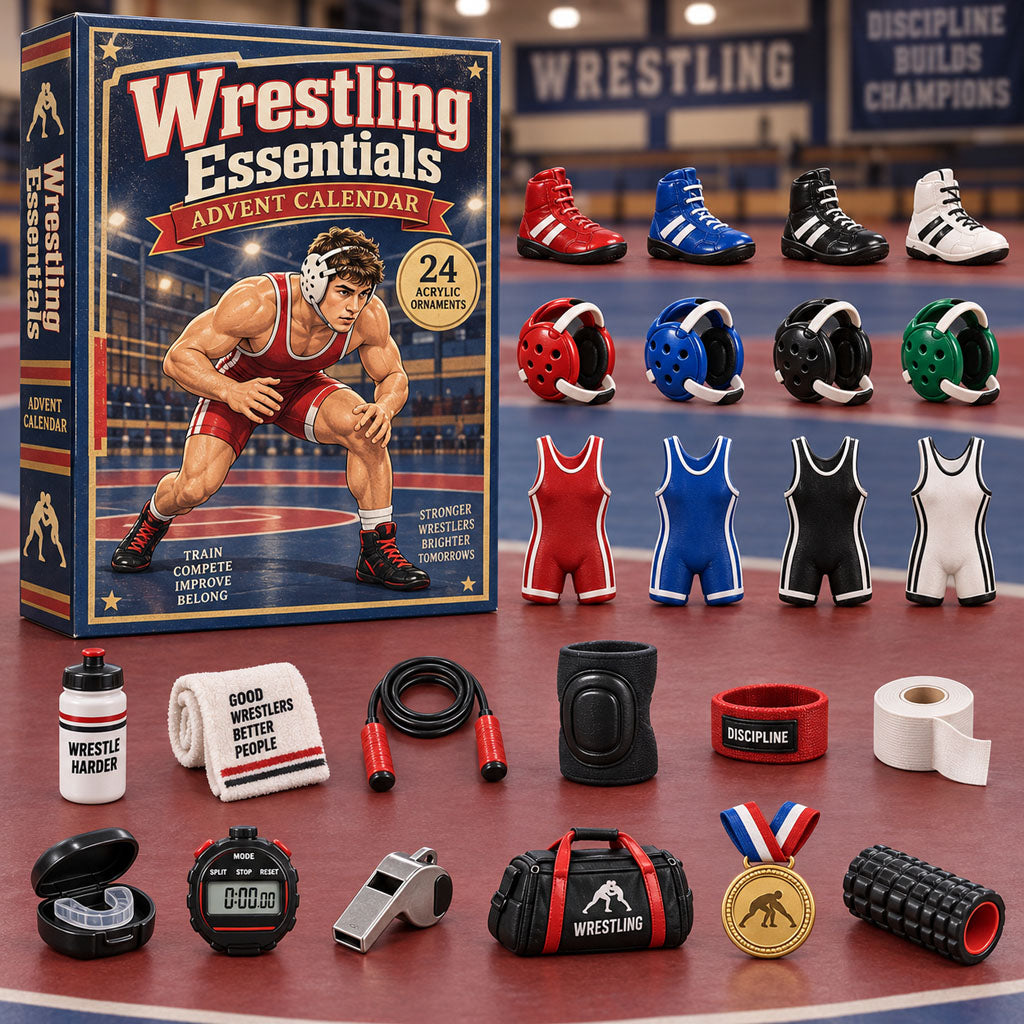 Wrestling Essentials advent calendar box with 24 acrylic Christmas charms