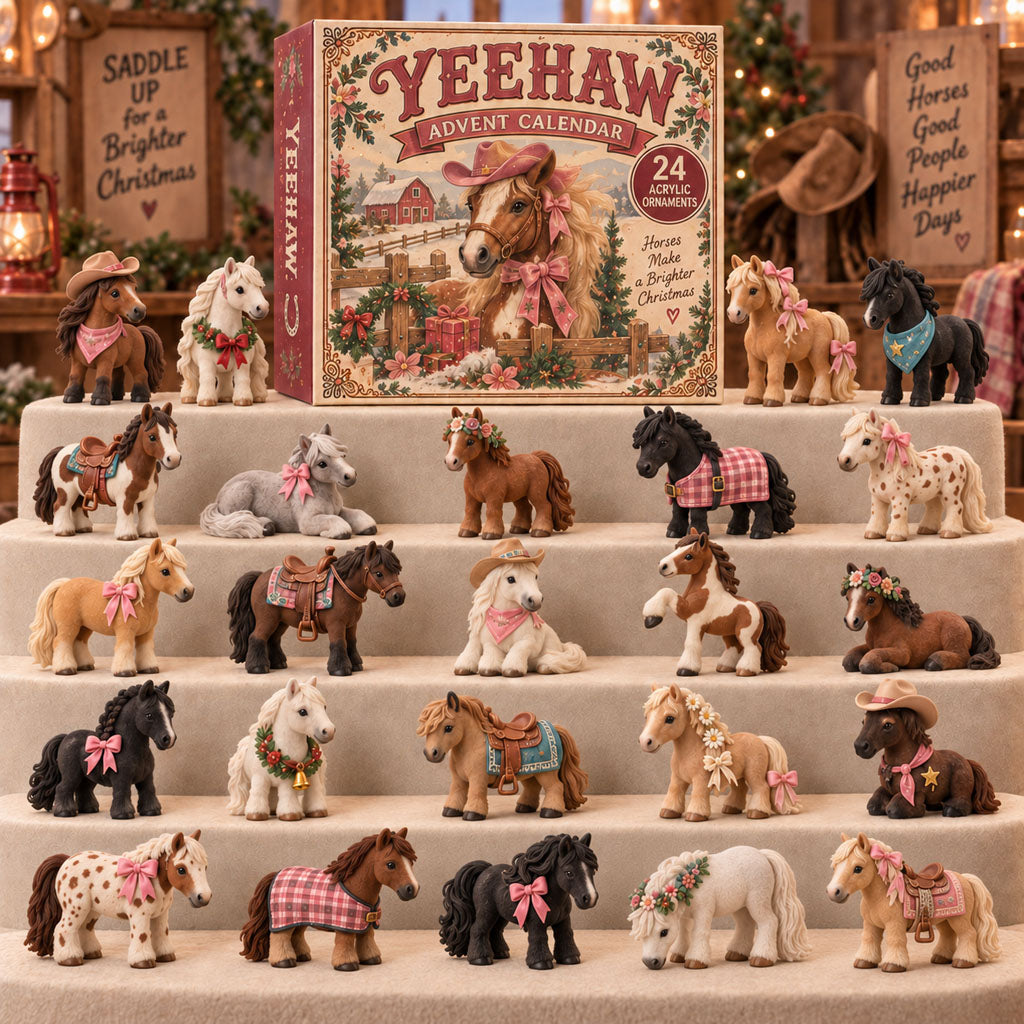 Yeehaw advent calendar box with 24 acrylic Christmas charms