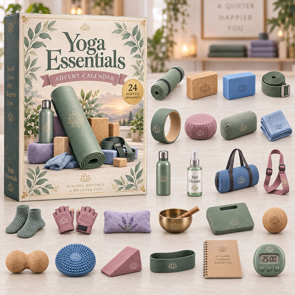 Yoga Essentials advent calendar box with 24 acrylic Christmas charms