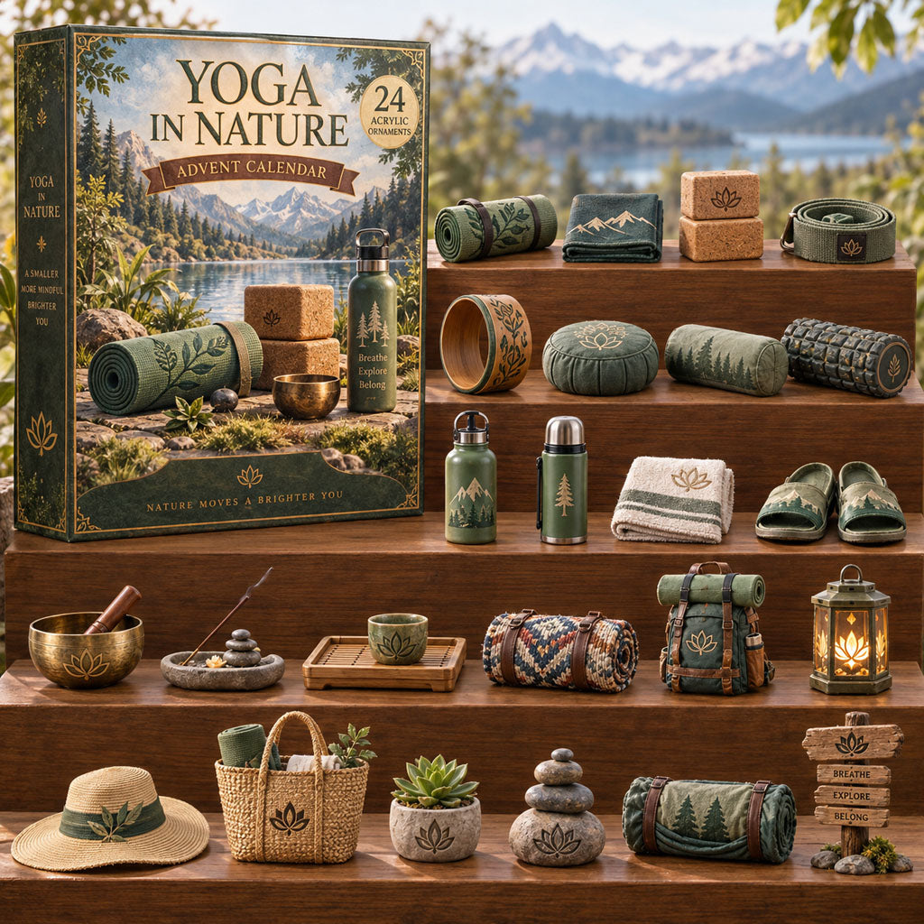 Yoga in Nature advent calendar box with 24 acrylic Christmas charms