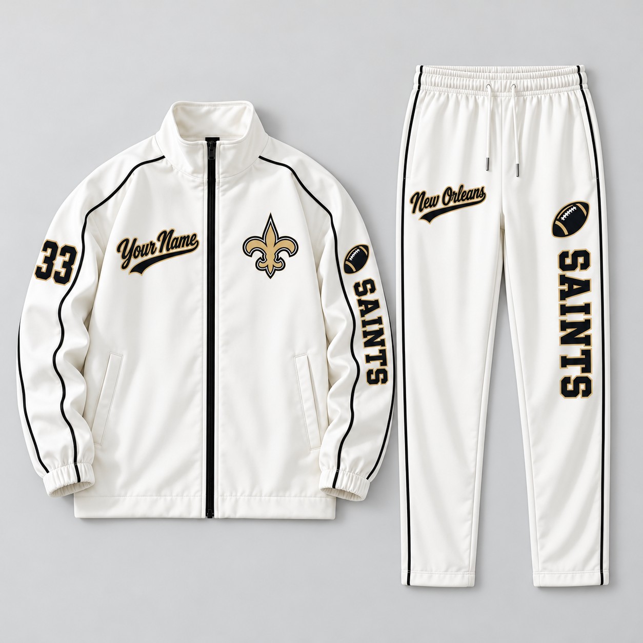 New Orleans Saints tracksuit set in white, zip jacket and pants