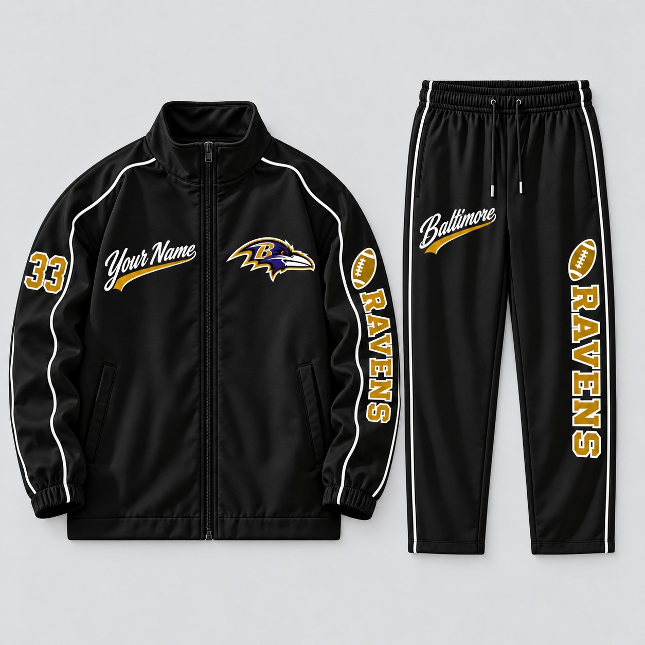 Baltimore Ravens tracksuit set in black, zip jacket and pants