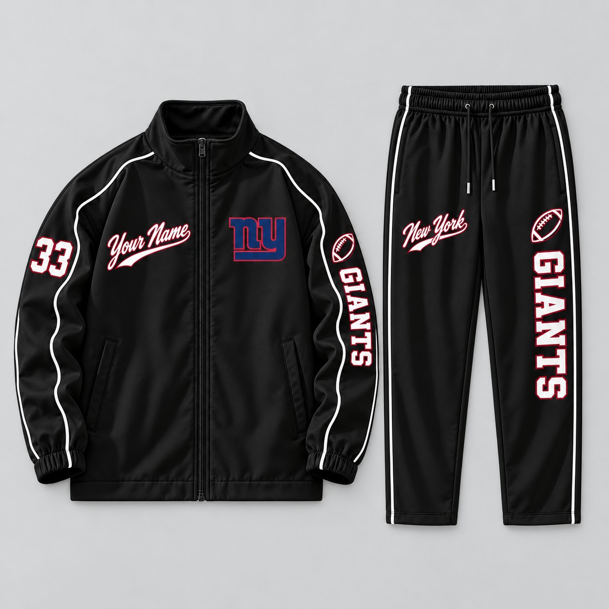 New York Giants tracksuit set in black, zip jacket and pants