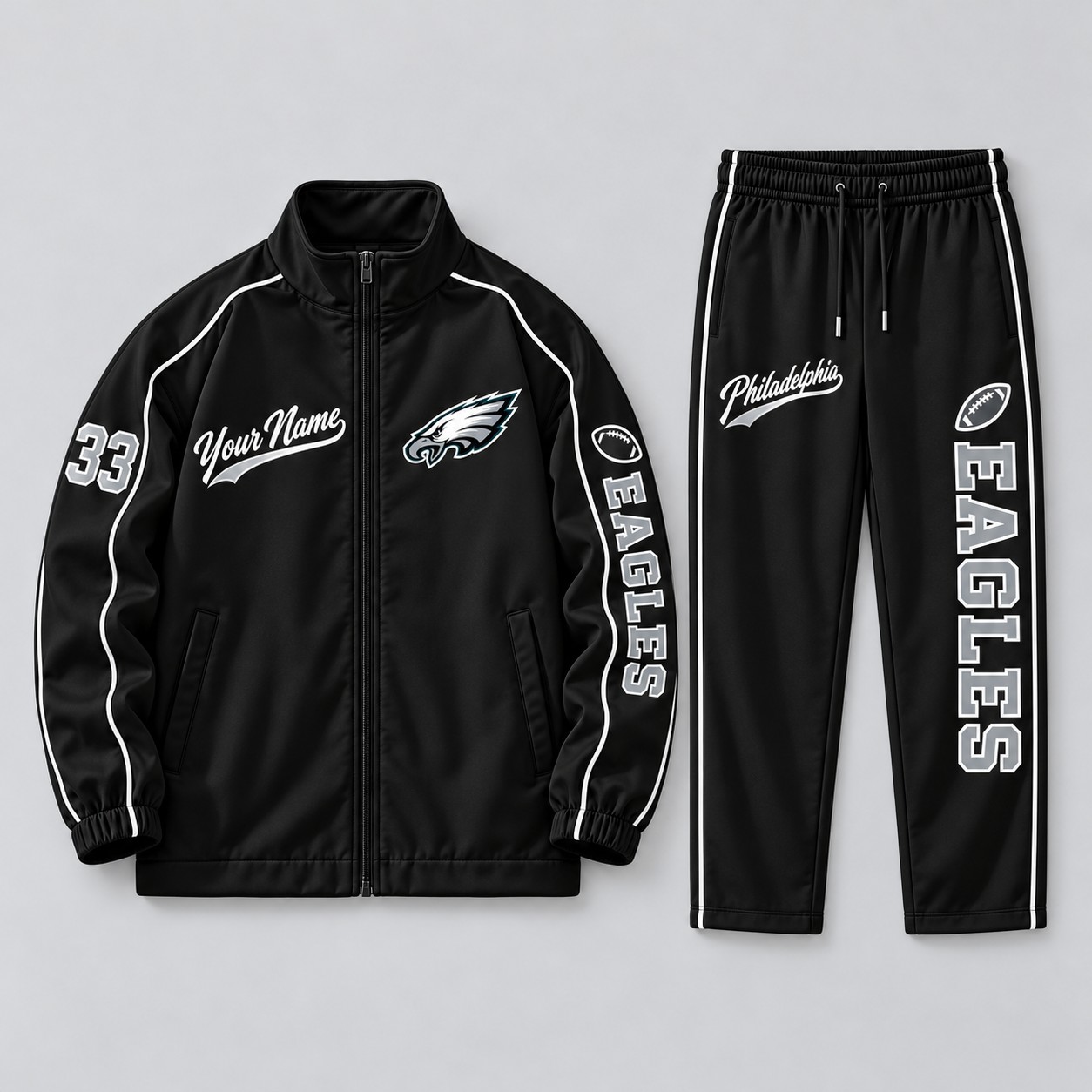 Philadelphia Eagles tracksuit set in black, zip jacket and pants
