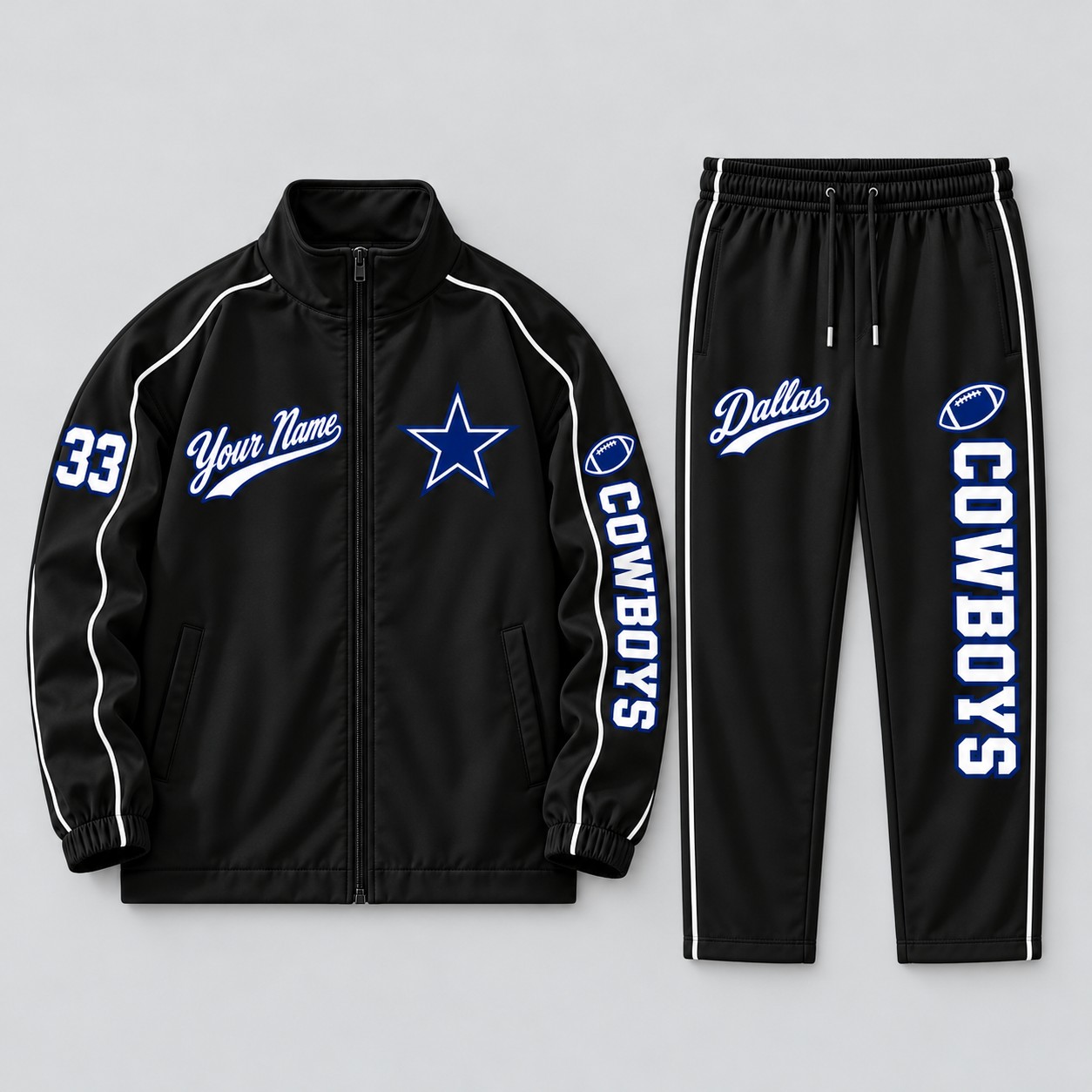 Dallas Cowboys tracksuit set in black, zip jacket and pants