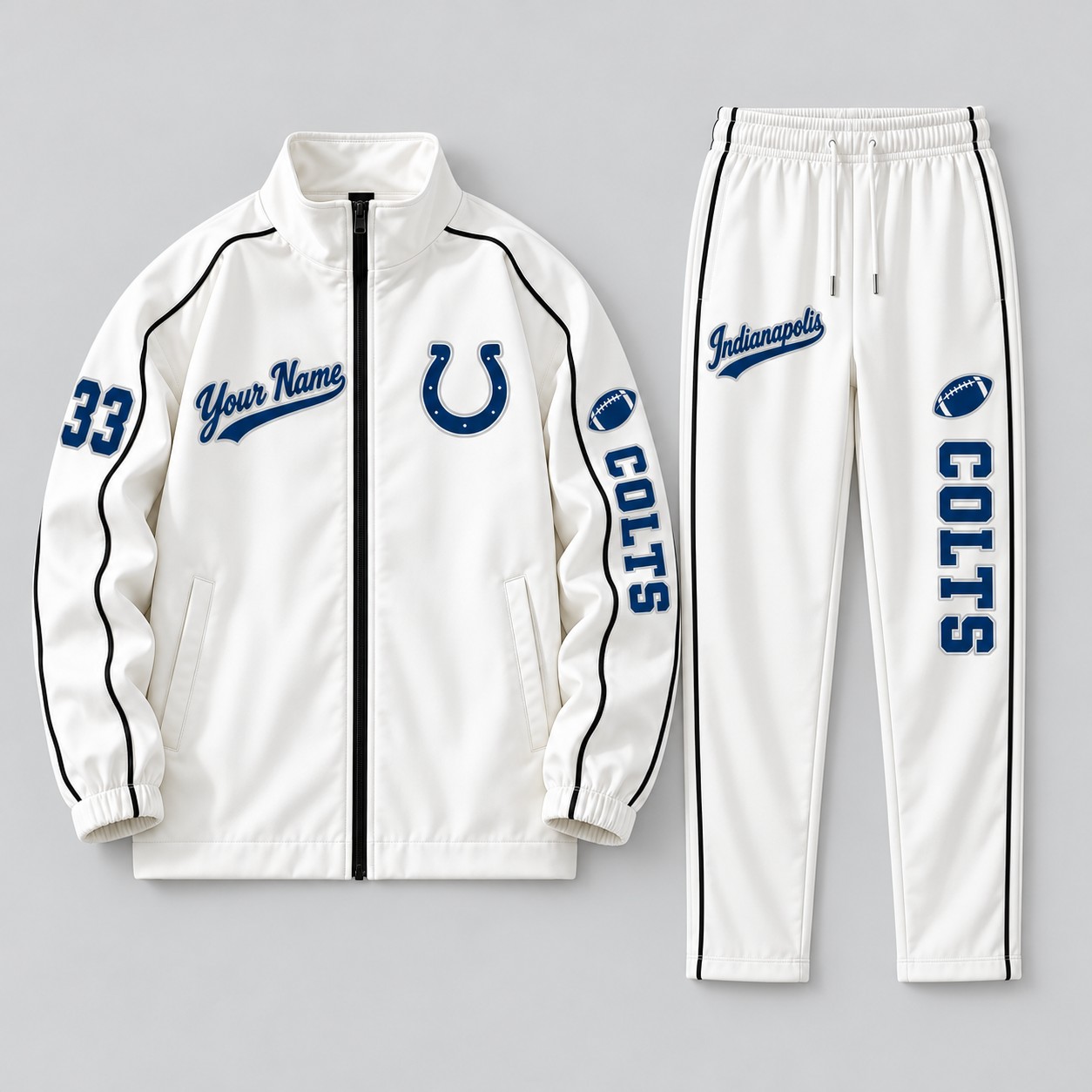 Indianapolis Colts tracksuit set, zip jacket and pants with custom name and number