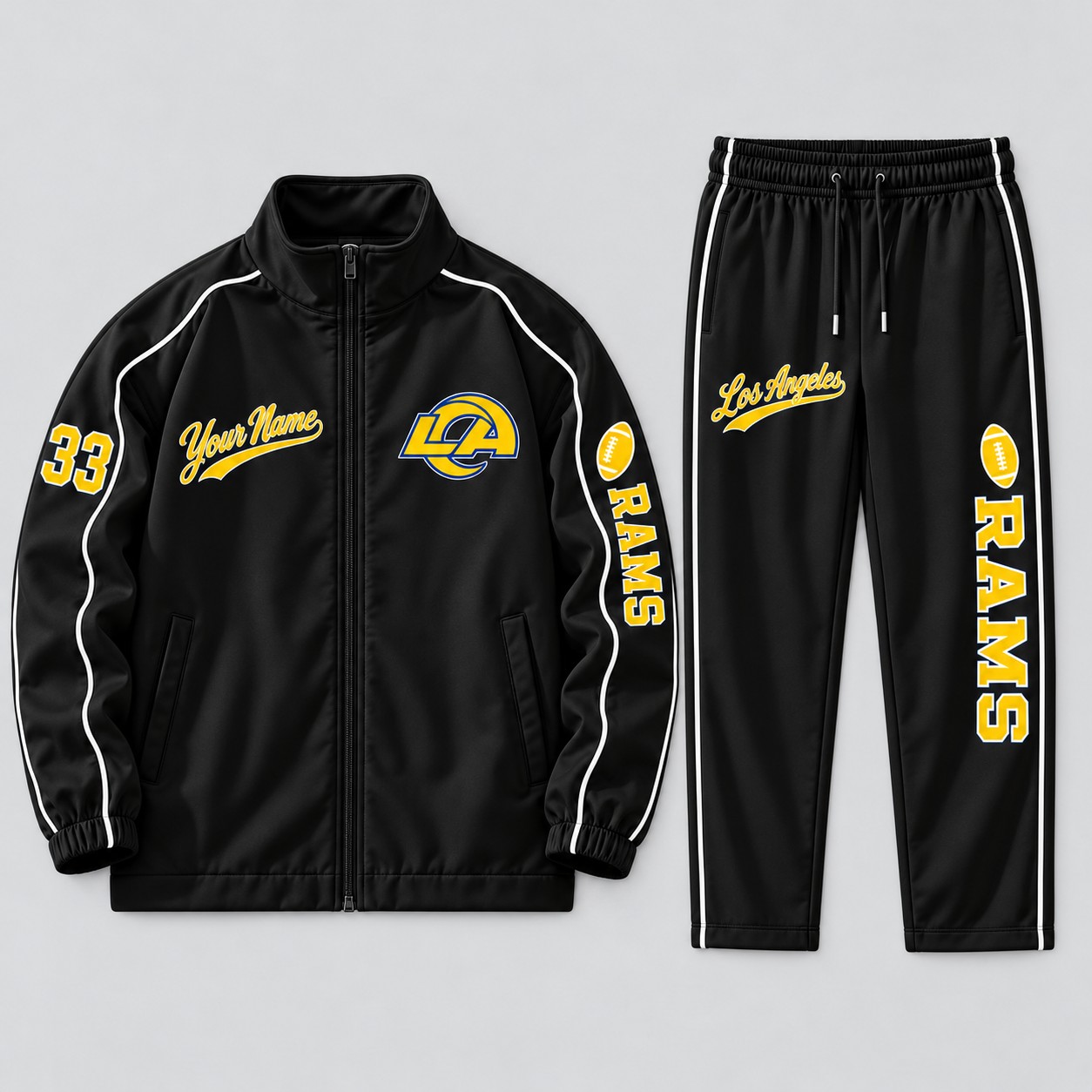 Los Angeles Rams tracksuit set in black, zip jacket and pants