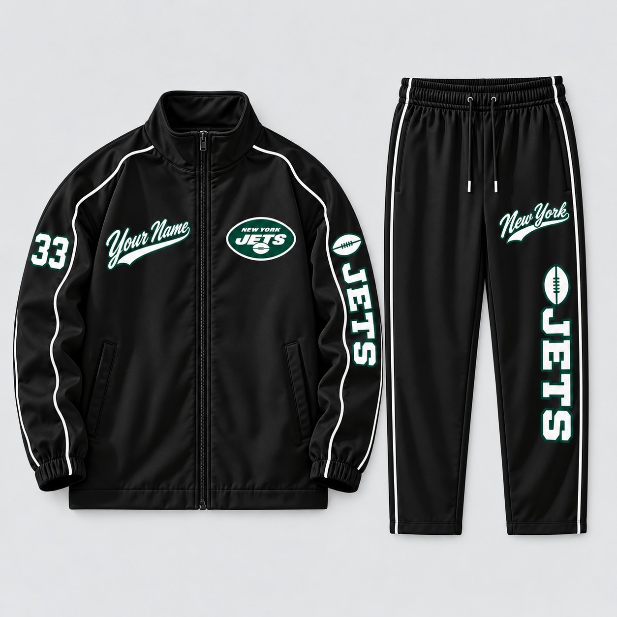 New York Jets tracksuit set in black, zip jacket and pants