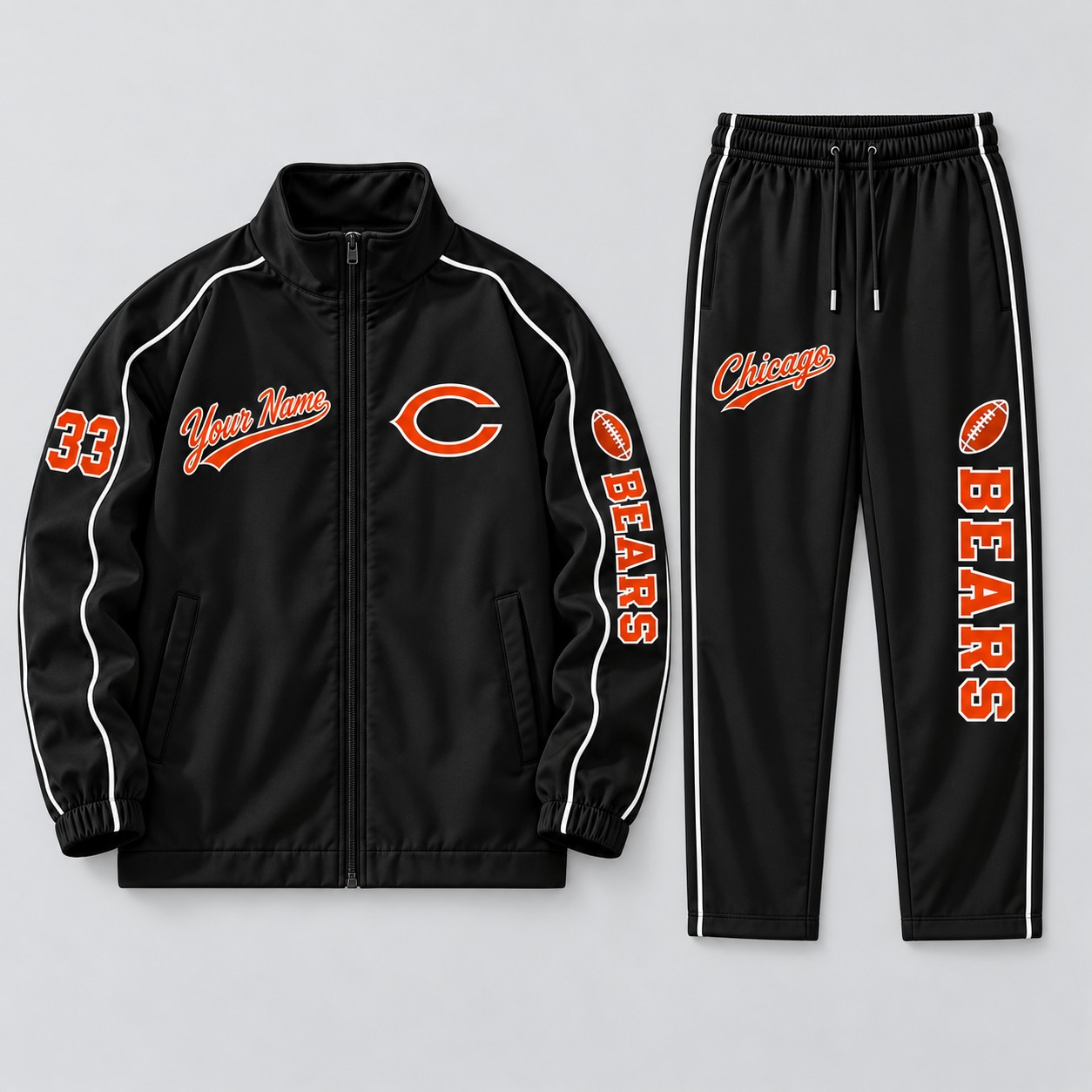 Chicago Bears tracksuit set in black, zip jacket and pants