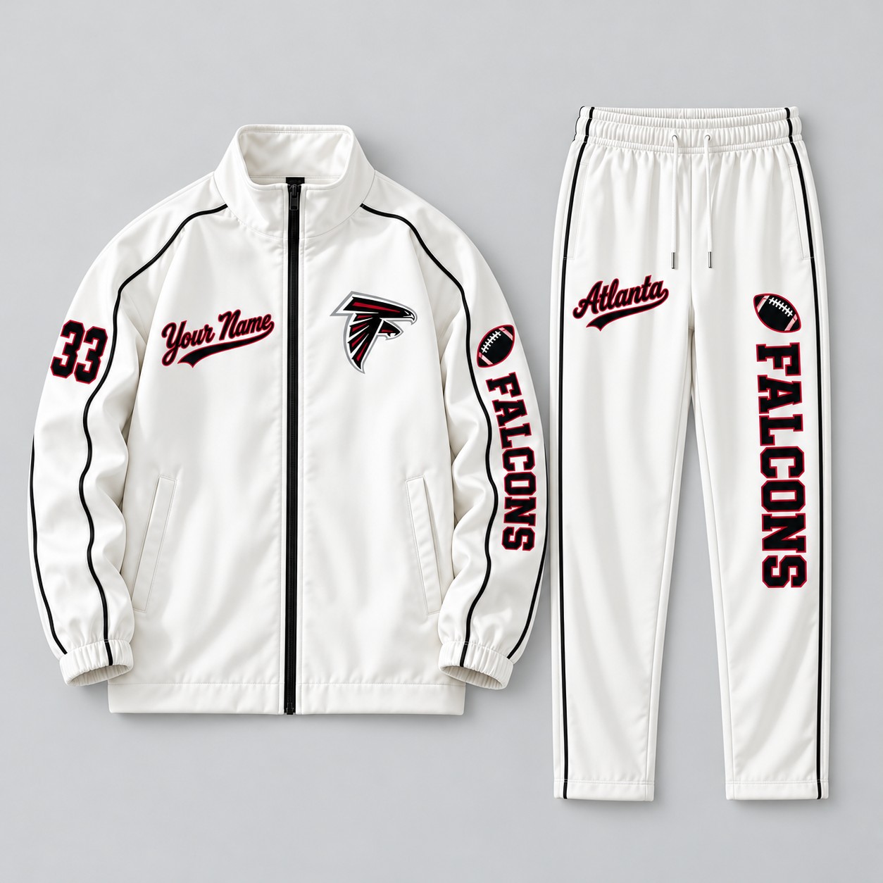 Atlanta Falcons tracksuit set in white, zip jacket and pants