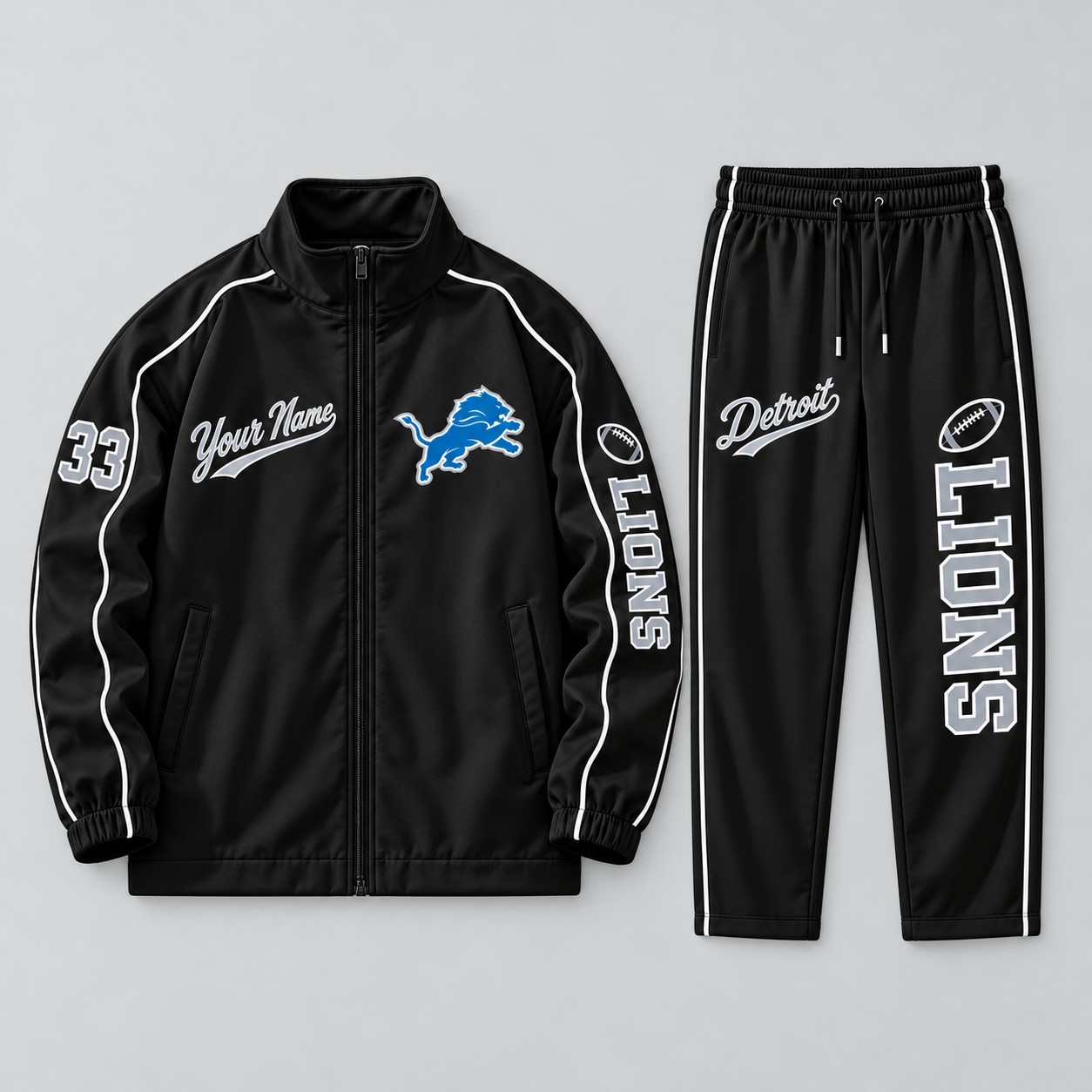 Detroit Lions tracksuit set in black, zip jacket and pants