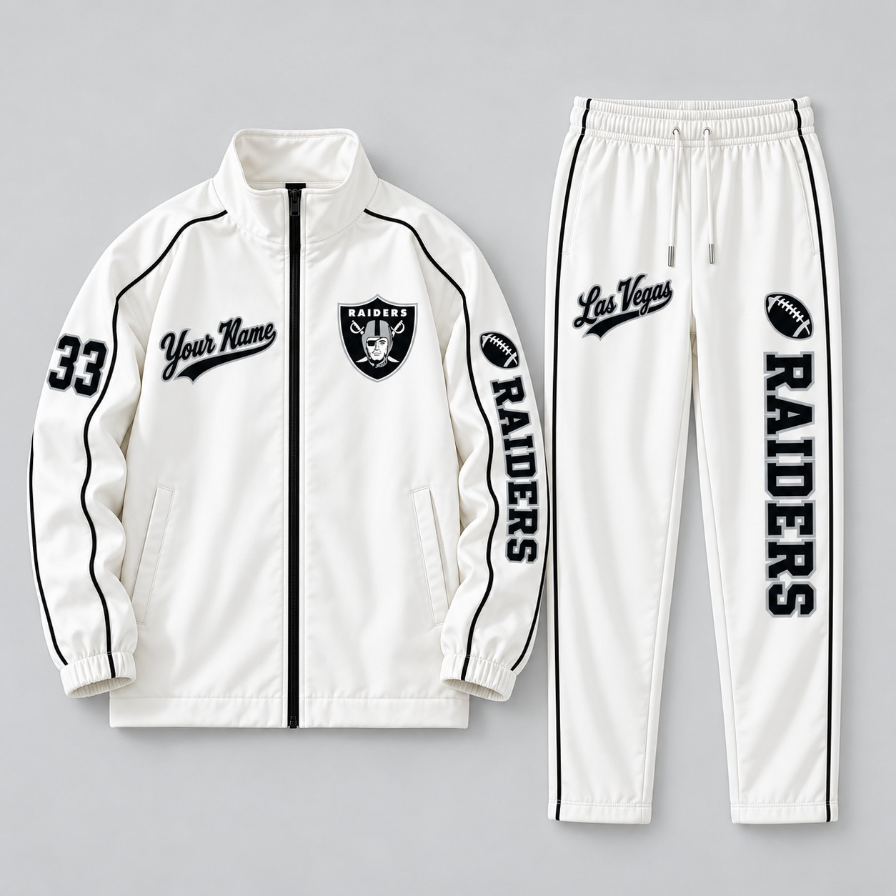 Las Vegas Raiders tracksuit set in white, zip jacket and pants