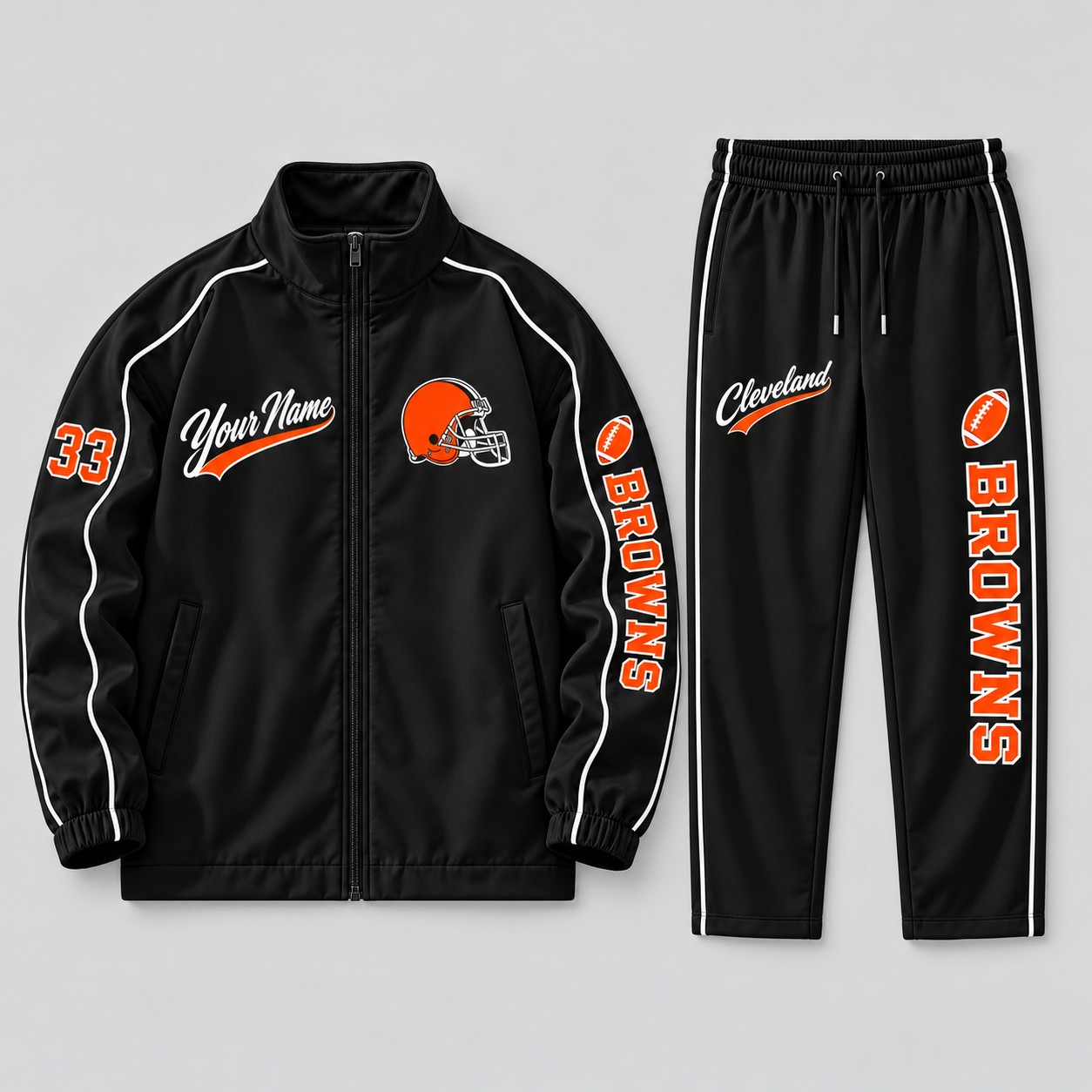 Cleveland Browns tracksuit set in black, zip jacket and pants