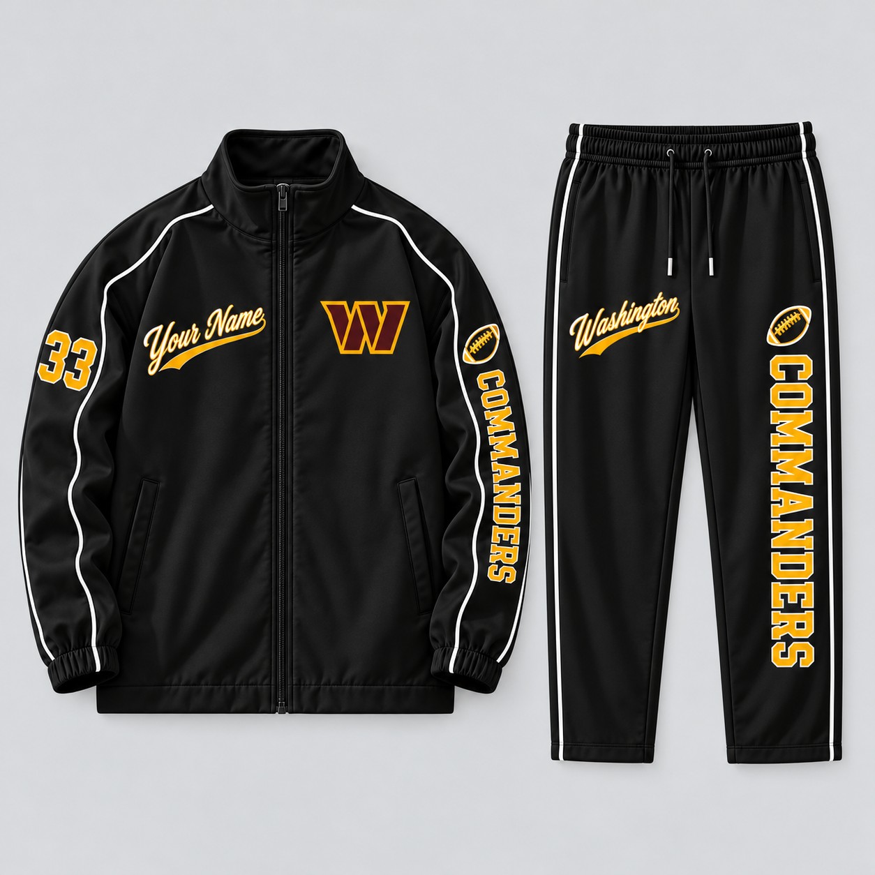 Washington Commanders tracksuit set in black, zip jacket and pants