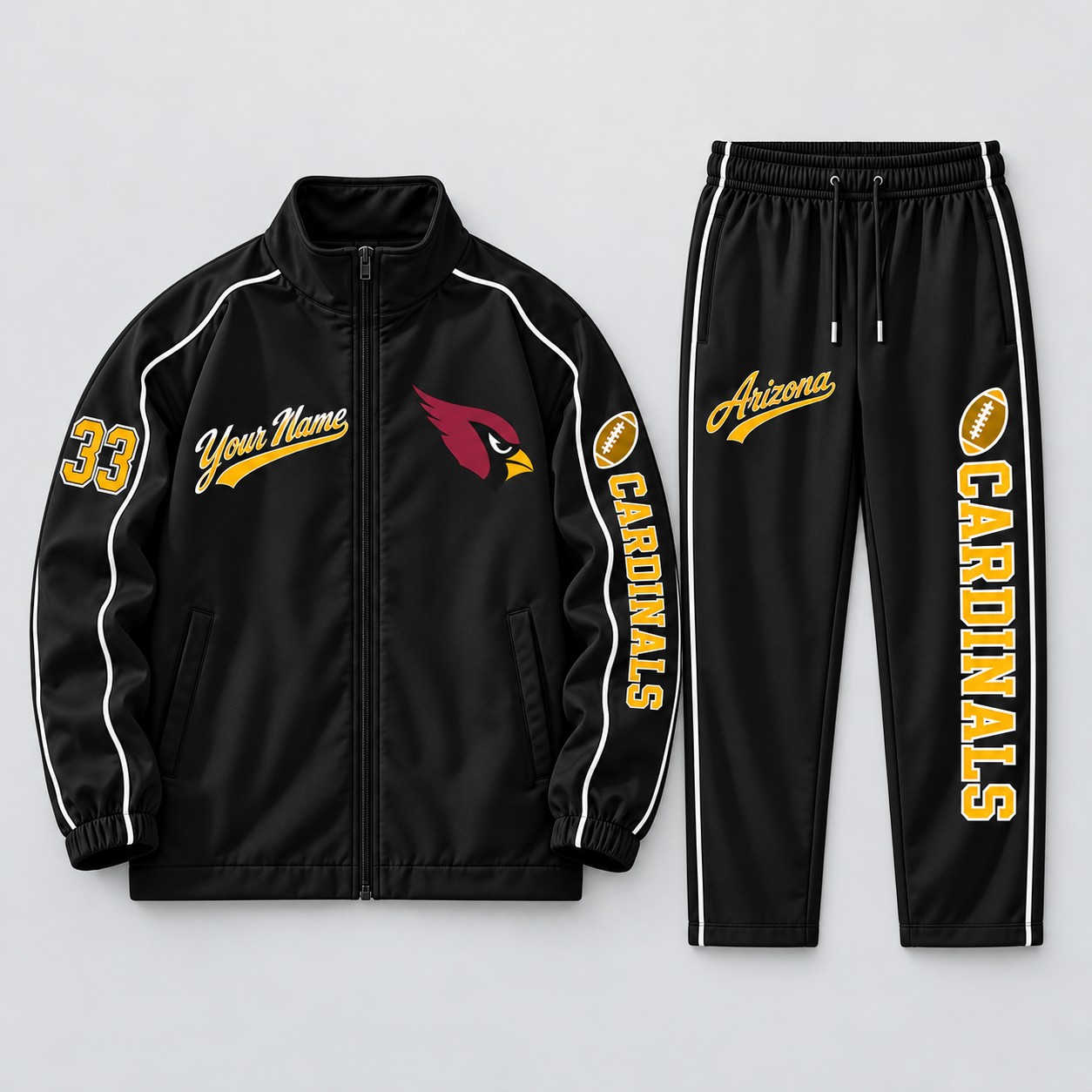 Arizona Cardinals tracksuit set in black, zip jacket and pants