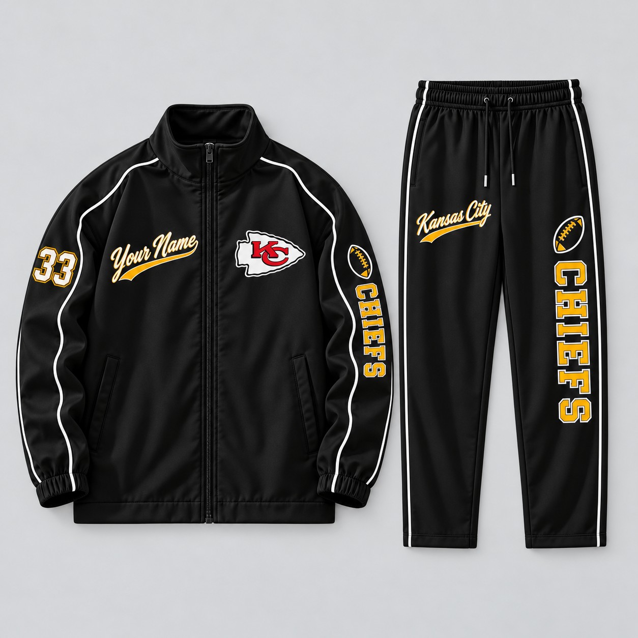 Kansas City Chiefs tracksuit set in black, zip jacket and pants