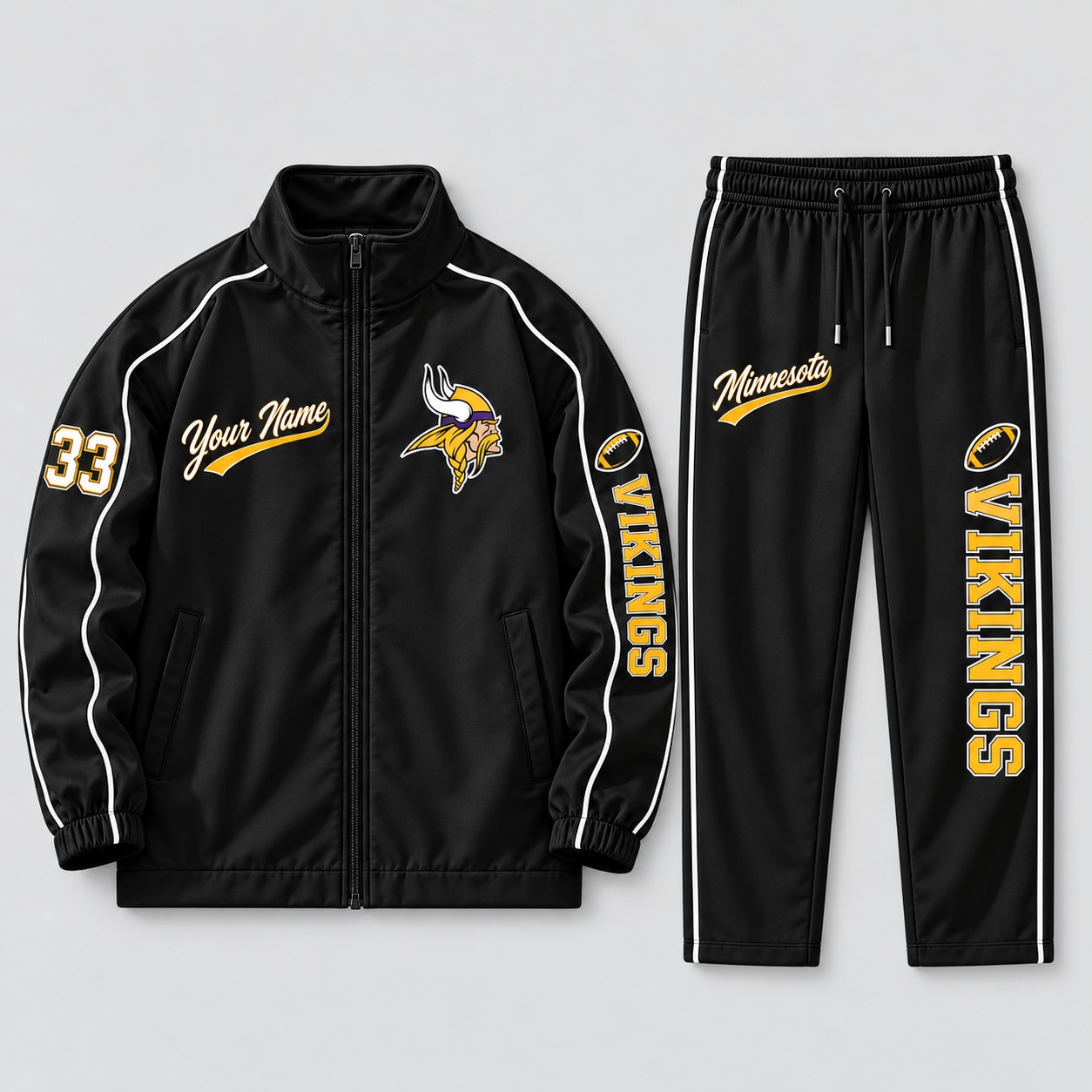 Minnesota Vikings tracksuit set in black, zip jacket and pants