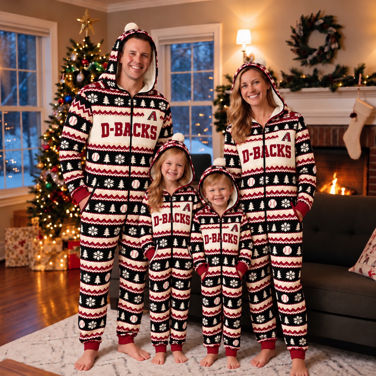 Arizona Diamondbacks family Christmas onesies, fair isle design