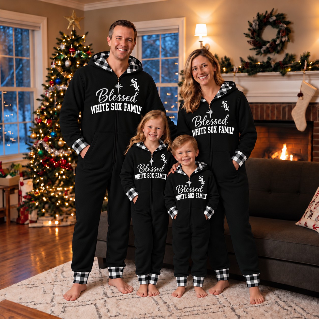 Chicago White Sox family Christmas onesies, blessed design